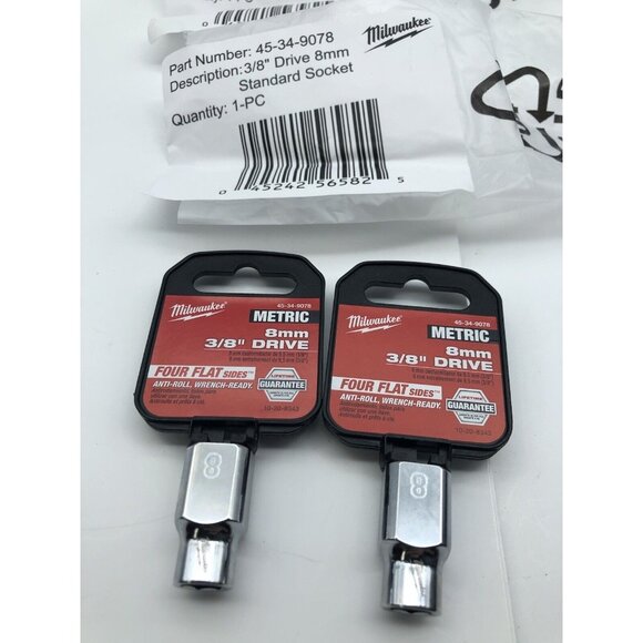 2 Milwaukee 45-34-9078 3/8" Drive 8mm Metric 6-Point Socket anti roll lot of 2 - Picture 1 of 8